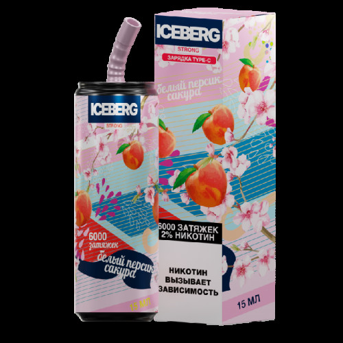 Электронная сигарета ICEBERG XXL 6000 Белый персик сакура